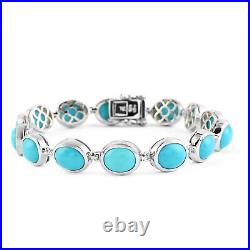 Sleeping Beauty Turquoise 925 Sterling Silver Station Bracelet Size 8 Ct 34.3