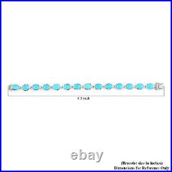 Sleeping Beauty Turquoise 925 Sterling Silver Station Bracelet Size 8 Ct 34.3