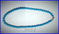 Sleeping Beauty Turquoise Bead 14K White Gold Over 18 Beaded Lobster Necklace