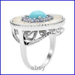 Sleeping Beauty Turquoise Blue Tanzanite Ring 925 Sterling Silver Ct 2.8