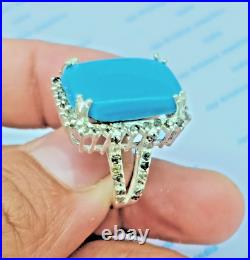 Slice Diamond Floral Ring, 925 Sterling Silver Turquoise Gemstone Unique Ring