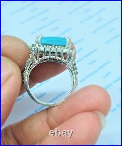 Slice Diamond Floral Ring, 925 Sterling Silver Turquoise Gemstone Unique Ring