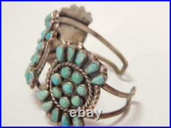 Solid Antique Vintage Pawn Navajo Indian Sterling Silver Turquoise Cuff Bracelet