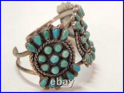 Solid Antique Vintage Pawn Navajo Indian Sterling Silver Turquoise Cuff Bracelet