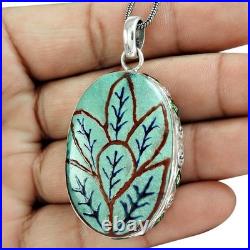 Solid Sterling Silver Turquoise Gemstone Halloween Gift Daughter Pendant Jewelry