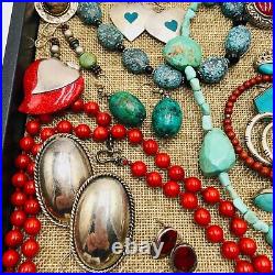 Southwest 925 Sterling Silver Jewelry Lot 525 Grams 34 Items Turquoise Coral
