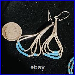 Southwest Set Sterling Liquid Silver Turquoise Necklace Earrings Bracelet Lot