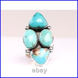 Southwestern Genuine Turquoise Ring Sterling Silver New Mexico Navajo Jewelry