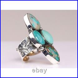 Southwestern Genuine Turquoise Ring Sterling Silver New Mexico Navajo Jewelry