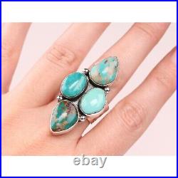 Southwestern Genuine Turquoise Ring Sterling Silver New Mexico Navajo Jewelry