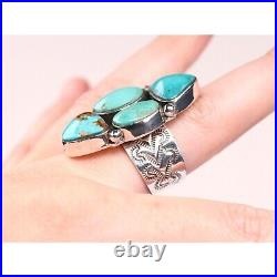 Southwestern Genuine Turquoise Ring Sterling Silver New Mexico Navajo Jewelry