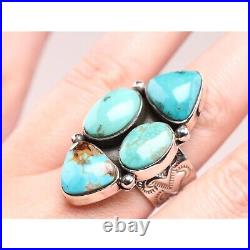 Southwestern Genuine Turquoise Ring Sterling Silver New Mexico Navajo Jewelry