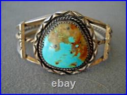 Southwestern Native American Boulder Turquoise Sterling Silver Cuff Bracelet