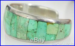 Southwestern Native American By PC Sterling Silver Inlaid Royston Turquoise Cuff