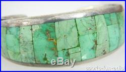 Southwestern Native American By PC Sterling Silver Inlaid Royston Turquoise Cuff