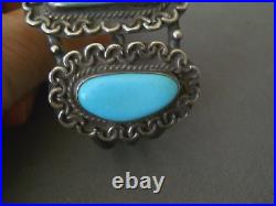 Southwestern Native American Navajo 3-Stone Turquoise Sterling Silver Bracelet