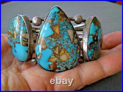 Southwestern Native American Navajo Boulder Turquoise Sterling Silver Bracelet