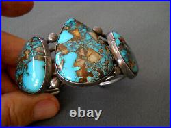 Southwestern Native American Navajo Boulder Turquoise Sterling Silver Bracelet