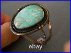 Southwestern Native American Navajo Bright Turquoise Sterling Silver Bracelet