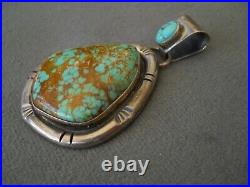Southwestern Native American Navajo Number 8 Turquoise Sterling Silver Pendant