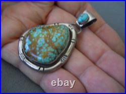 Southwestern Native American Navajo Number 8 Turquoise Sterling Silver Pendant