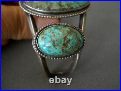 Southwestern Native American Navajo Turquoise 3-Stone Sterling Silver Bracelet