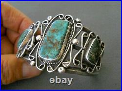 Southwestern Native American Navajo Turquoise Sterling Silver Cuff Bracelet