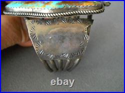Southwestern Native American Navajo Turquoise Sterling Silver Stamped Bracelet