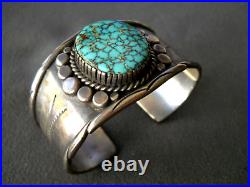 Southwestern Native American Navajo Webbed Turquoise Sterling Silver Bracelet KA