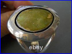 Southwestern Native American Olive Green Turquoise Sterling Silver Bracelet TR