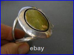Southwestern Native American Olive Green Turquoise Sterling Silver Bracelet TR