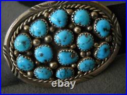 Southwestern Native American Turquoise Cluster Sterling Silver Concho Belt FC