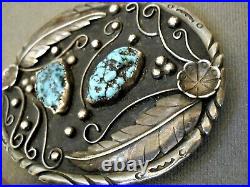 Southwestern Native American Turquoise Nuggets Sterling Silver Belt Buckle 4x3