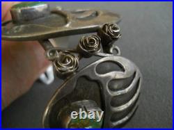 Southwestern Native American Turquoise Sterling Silver Bear Paws Roses Bracelet Southwestern Native American Turquoise Sterling Silver Bear Paws Roses Bracelet
