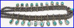 Southwestern Sterling Silver NAJA Necklace SNAKE EYE TURQUOISE Small 68.4g