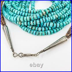 Southwestern Turquoise Heishi and Sterling Silver 5-Strand Necklace