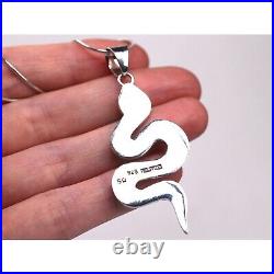 Southwestern Turquoise Pendant Sterling Silver Inlay Snake Necklace Jewelry