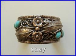 Spectacular Vintage Native American Sterling Silver/turquoise Bracelet