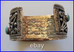 Spectacular Vintage Native American Sterling Silver/turquoise Bracelet