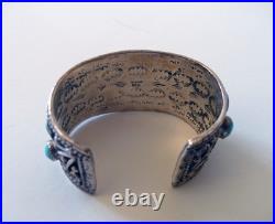 Spectacular Vintage Native American Sterling Silver/turquoise Bracelet