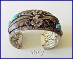 Spectacular Vintage Native American Sterling Silver/turquoise Bracelet