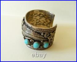 Spectacular Vintage Native American Sterling Silver/turquoise Bracelet
