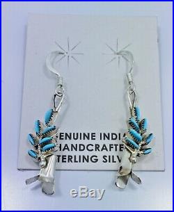 Squash Blossom Necklace Earrings Needle Point Sterling Silver & Turquoise Zuni