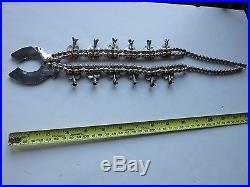 Squash Blossom Necklace & Earrings Sterling Silver Turquoise Needle Point Signed