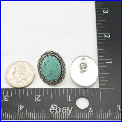 Stamped Native American Turquoise Sterling Silver Pierced Earrings