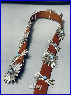 Star Light Star Bright Vintage Navajo Turquoise Sterling Silver Concho Belt Old