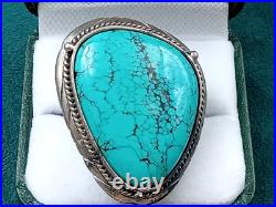 Statement Ornate Sterling Silver Turquoise Ring Size 9 top of ring is 1 1/2 Statement Ornate Sterling Silver Turquoise Ring Size 9 top of ring is 1 1/2