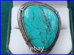 Statement Ornate Sterling Silver Turquoise Ring Size 9 top of ring is 1 1/2 Statement Ornate Sterling Silver Turquoise Ring Size 9 top of ring is 1 1/2