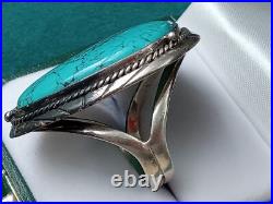Statement Ornate Sterling Silver Turquoise Ring Size 9 top of ring is 1 1/2 Statement Ornate Sterling Silver Turquoise Ring Size 9 top of ring is 1 1/2