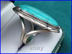 Statement Ornate Sterling Silver Turquoise Ring Size 9 top of ring is 1 1/2 Statement Ornate Sterling Silver Turquoise Ring Size 9 top of ring is 1 1/2